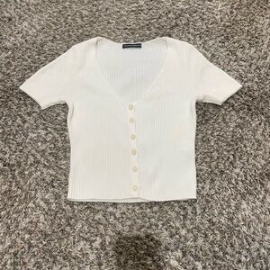 Brandy Melville button down ribbed short sleeve top
